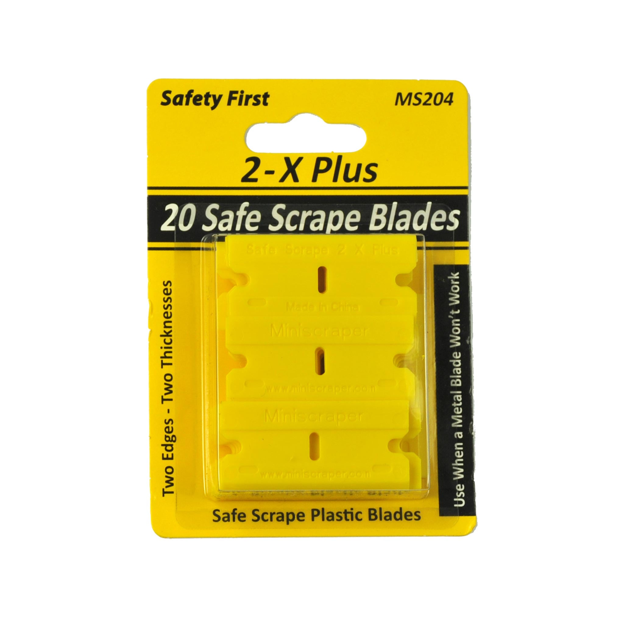 2x Plus Yellow Plastic Scraper Blades